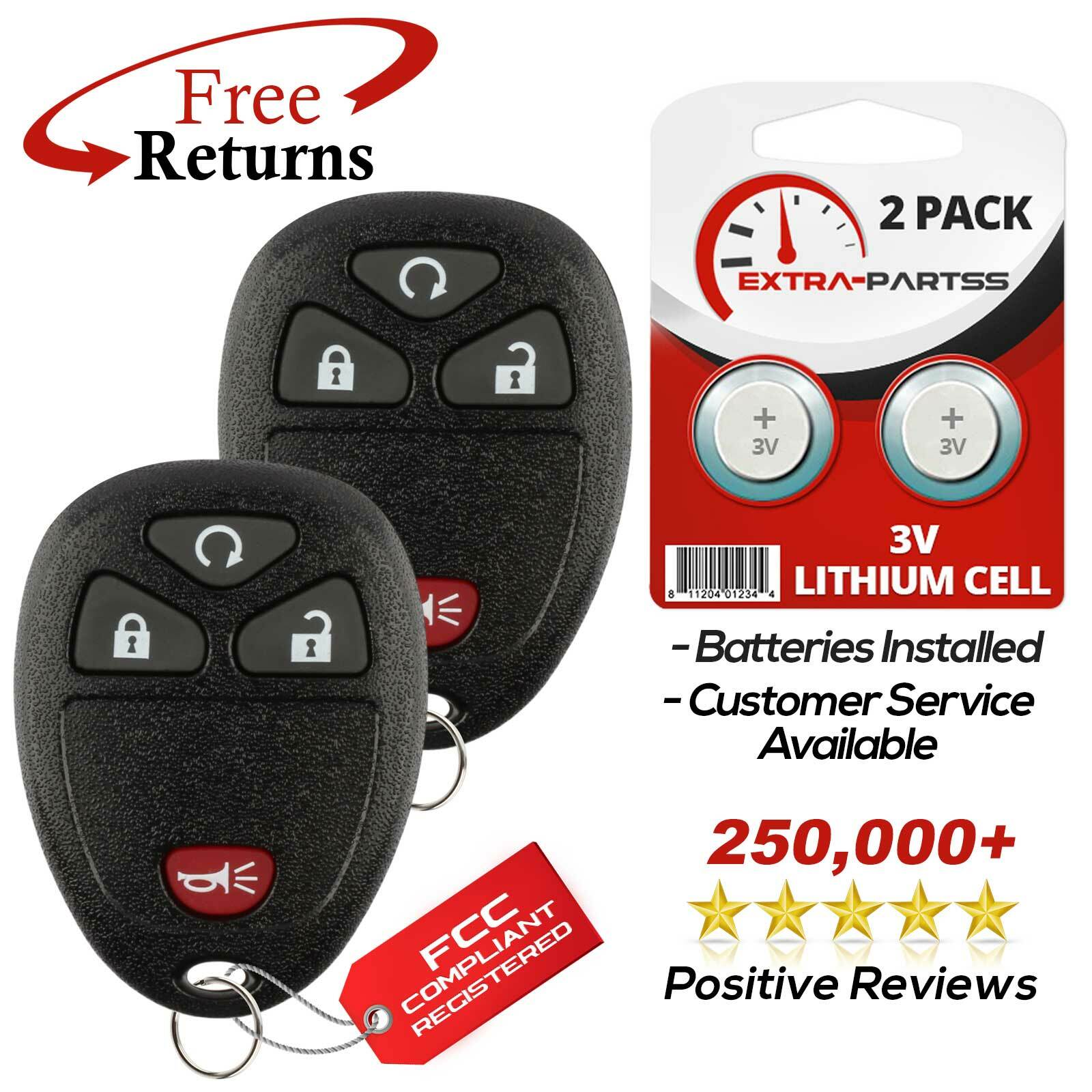 2 For 2006 2007 2008 2009 2010 2011 Chevrolet HHR Keyless Entry Remote Key Fob
