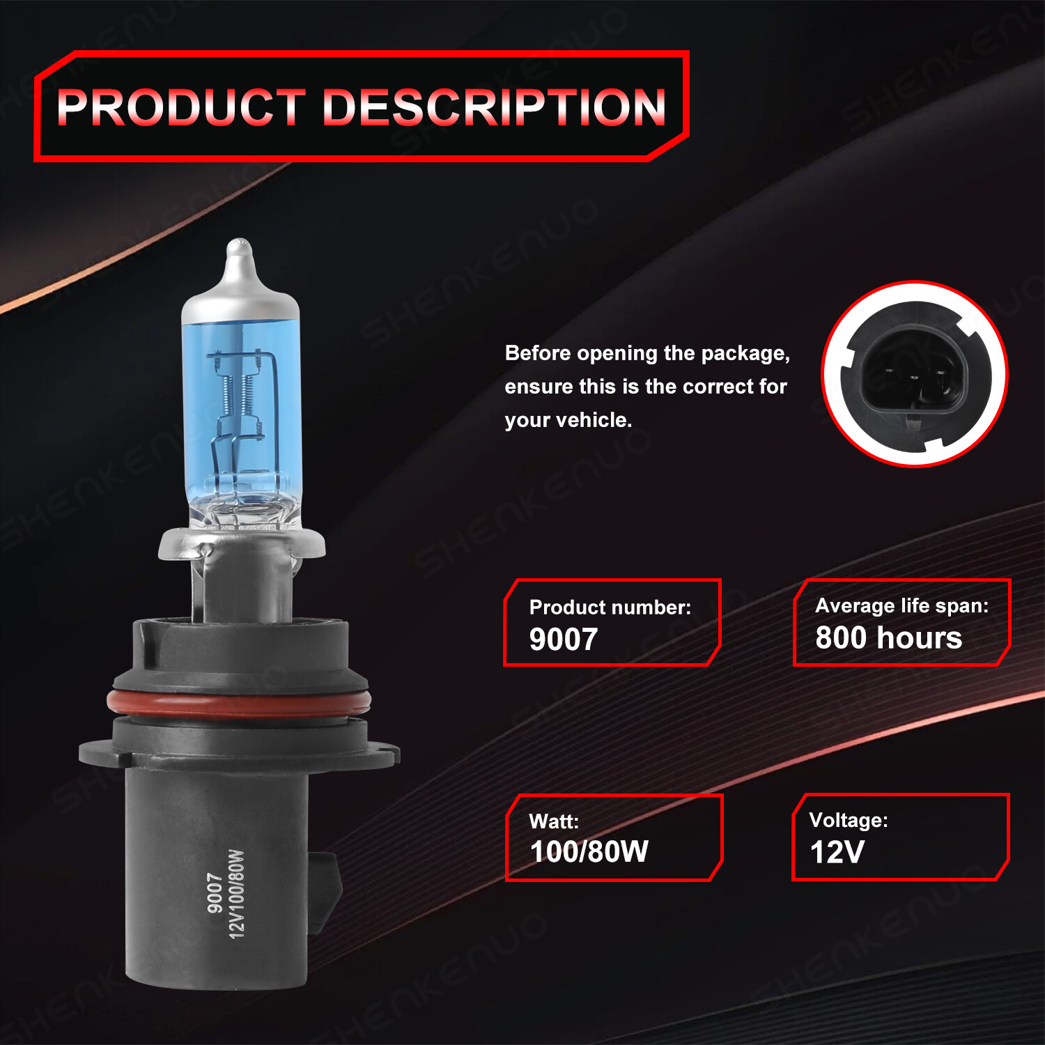 9007 Halogen Headlight Bulb High Low Beam For PONTIAC G5 2007-2010