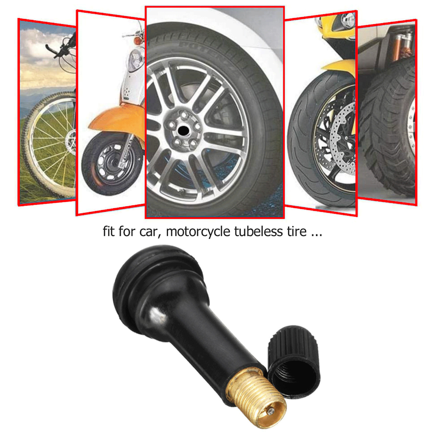 50pcs Car Auto TR 413 Short Rubber Tubeless Snap-In Tyre Tire Valve Stems Black
