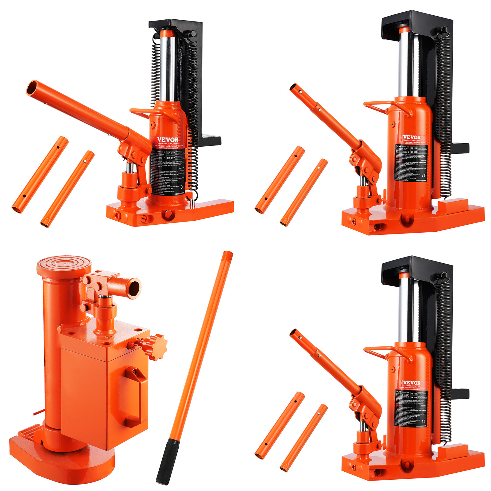 VEVOR Hydraulic Machine Toe Jack Lift Capacity 2.5/5/10 Ton Toe 5/10/20 Ton Top