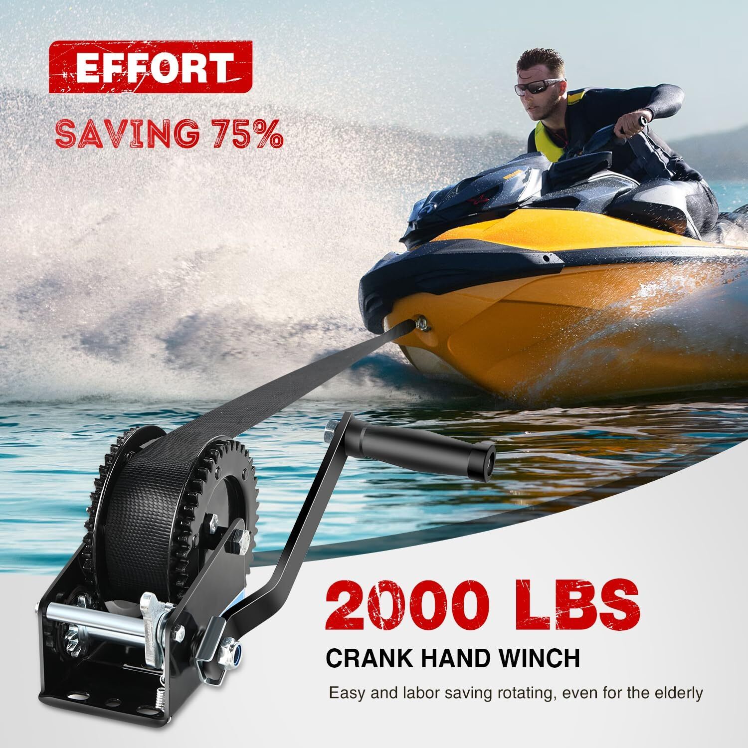 Nilight Boat Trailer Winch 3500 LBS Hand Crank Winch Heavy Duty Boat Winches