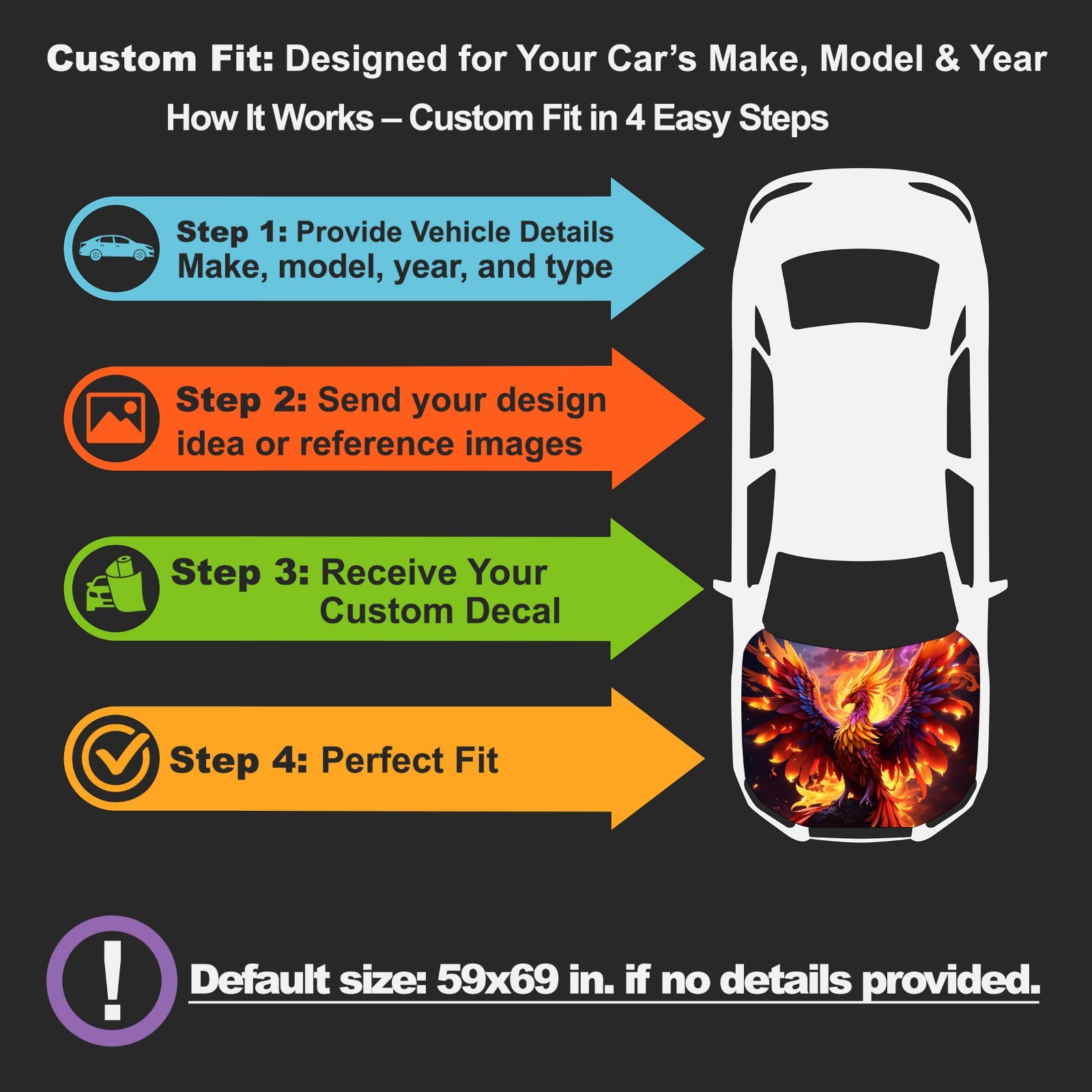 Custom Design Car Hood Wrap – Personalized Vinyl Decal for Cars, Trucks, SUVs 3M