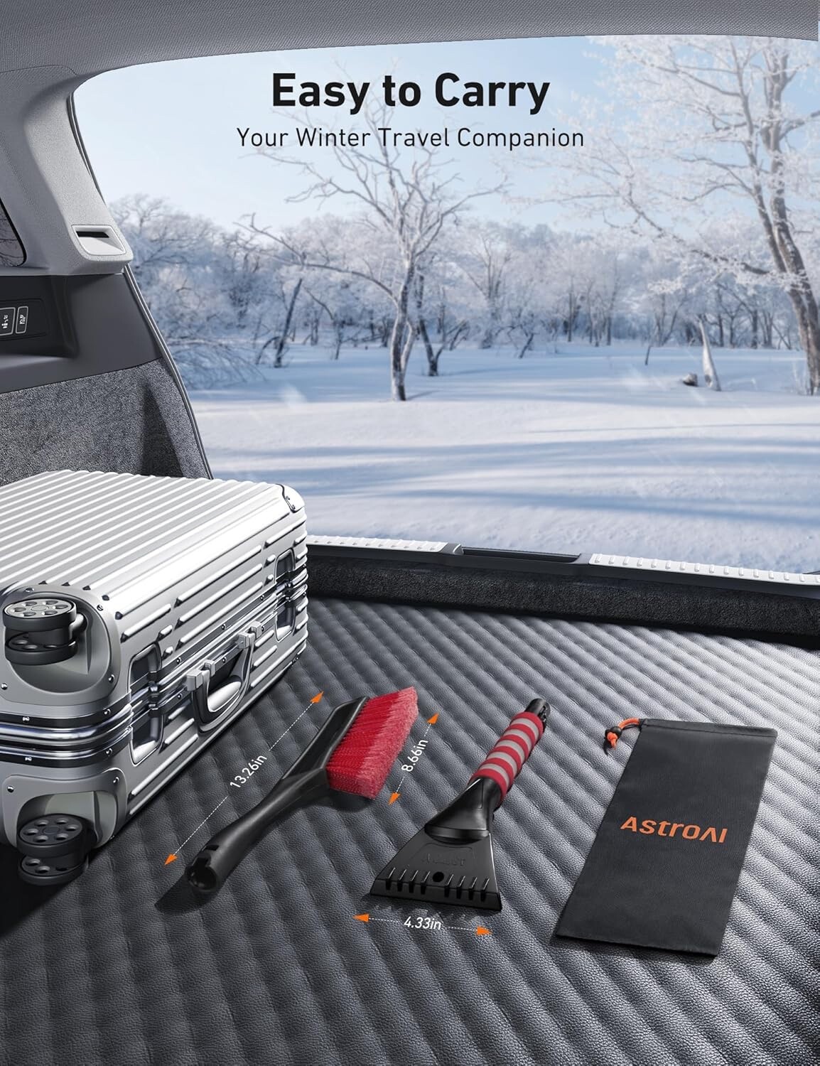 AstroAI 27” Snow Brush & Ice Scraper | Detachable, Foam Grip for Cars & SUVs