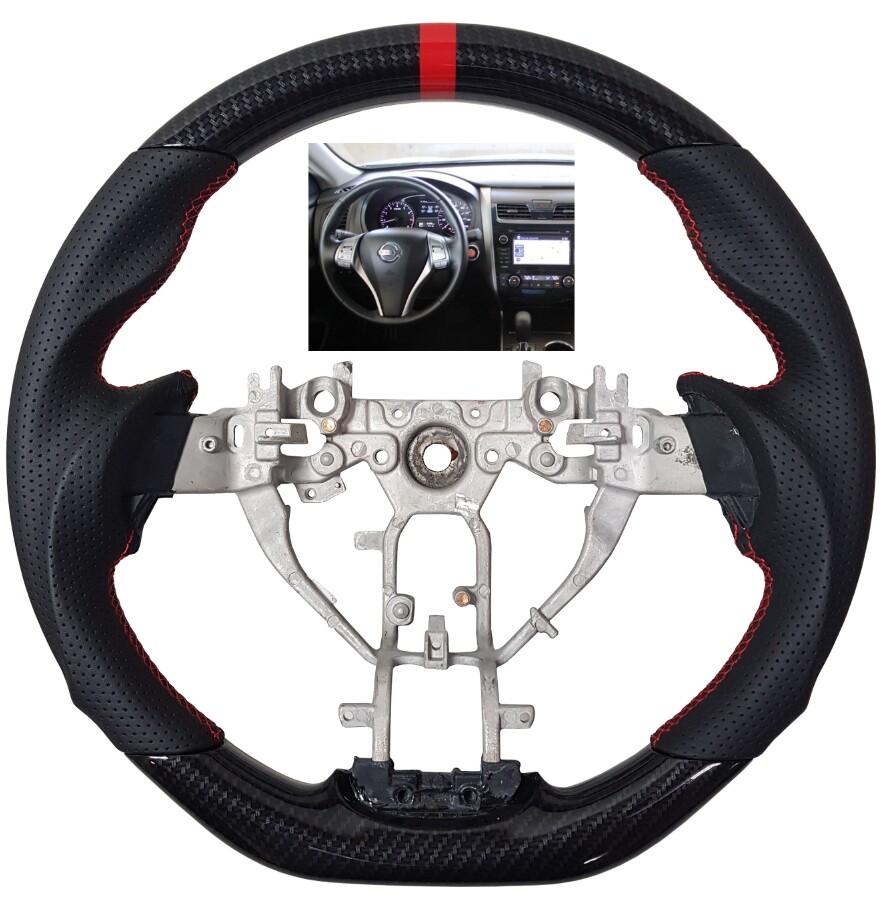 REVESOL Sports Leather Steering Wheel for 2013-2018 NISSAN ALTIMA HYDRO CARBON