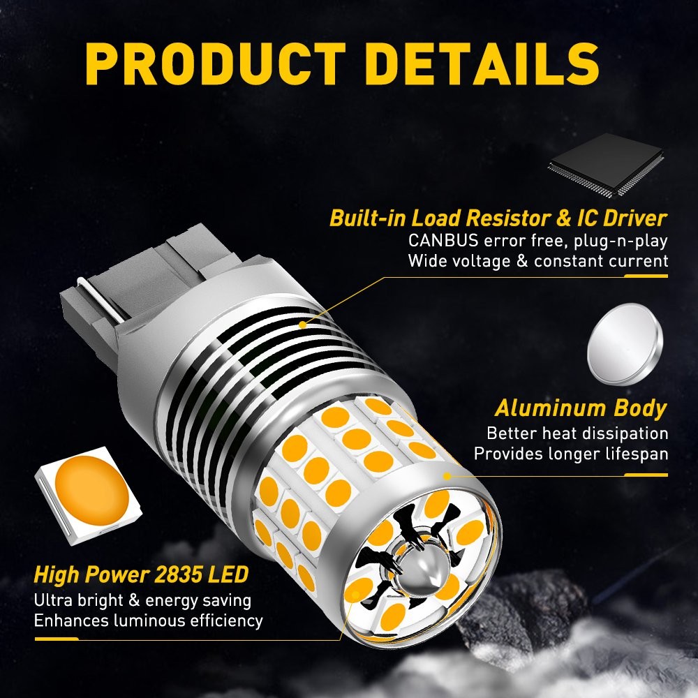 AUXITO 7440 Amber LED Turn Signal Light Bulbs No Hyper Flash Canbus Error Free