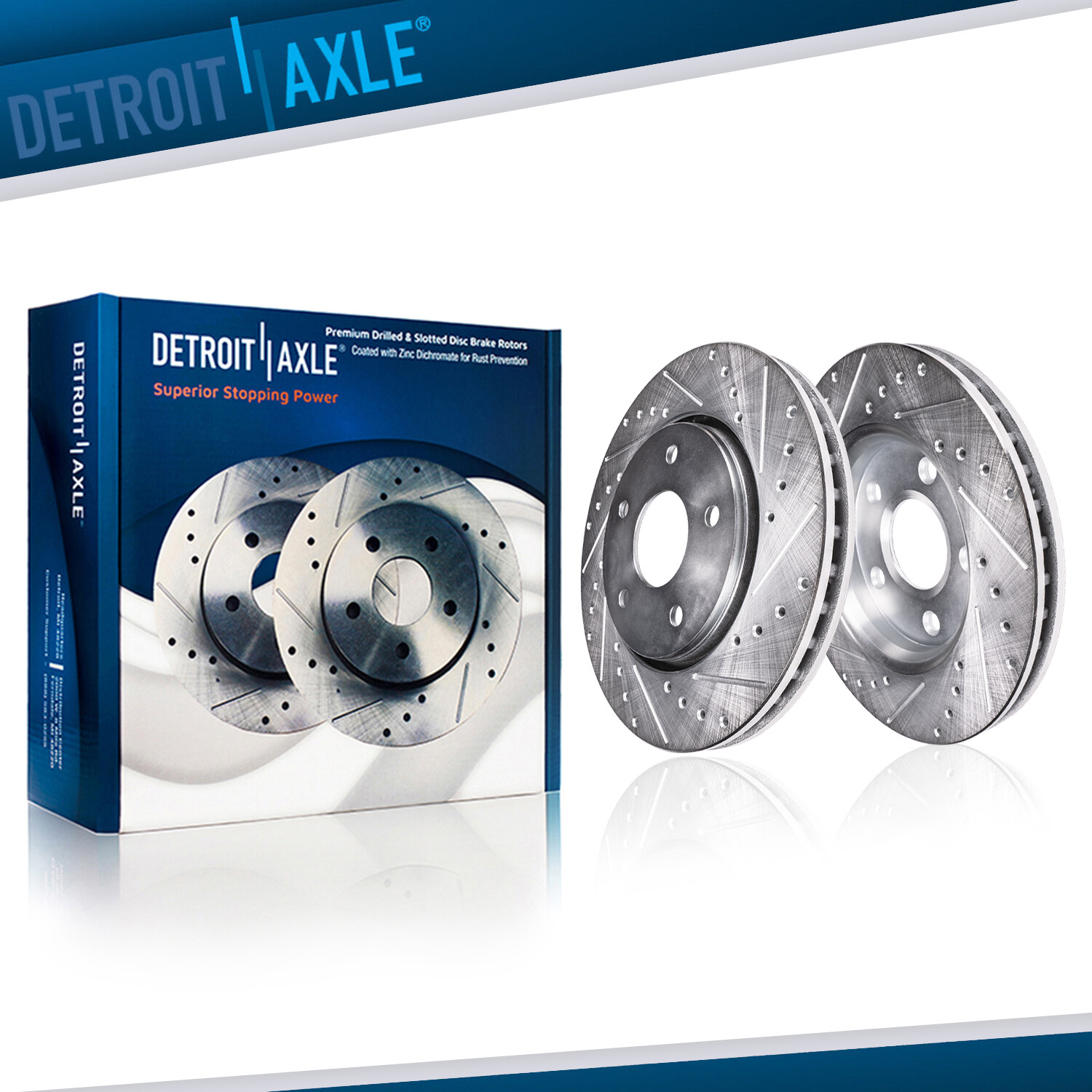 13.97″ Front Drilled & Slotted Brake Rotors for 2007-2012 2013 2014 Ford Mustang