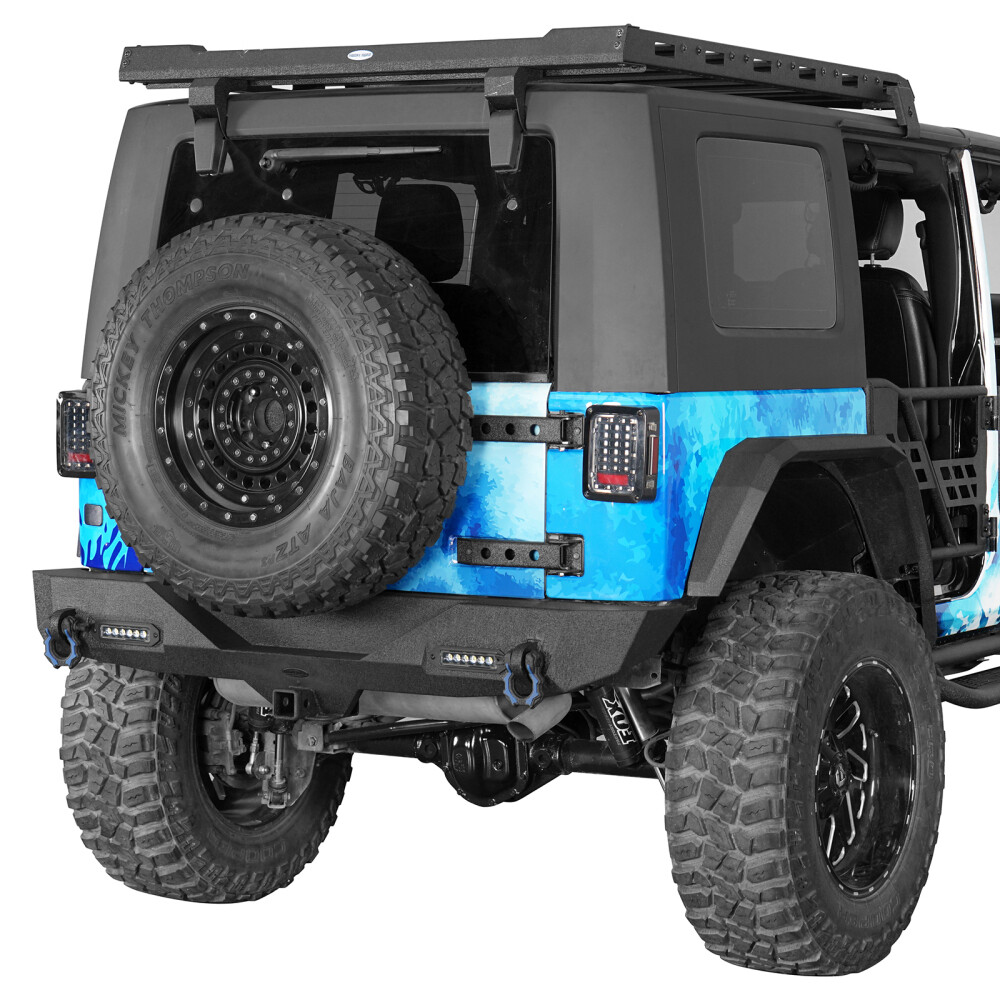 Rear Bumper w/ Receiver Hitch & LED Light & D Ring Fit 07-18 Jeep JK Wrangler JK