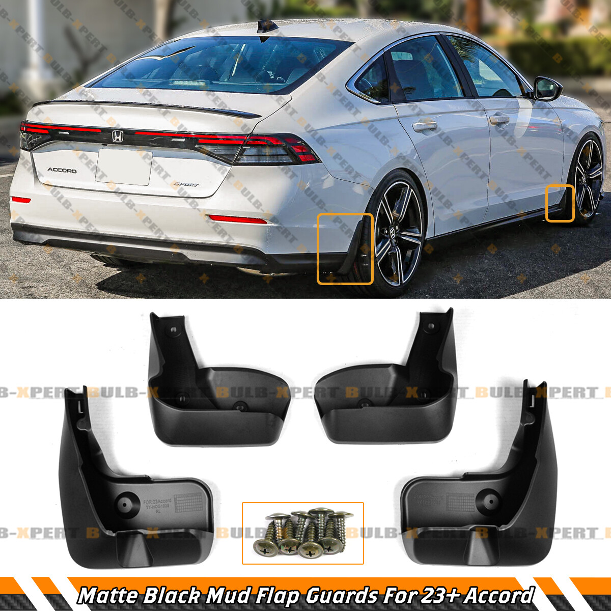 OE STYLE 4 PCS FRONT + REAR SPLASH GUARD MUD FLAP SET FOR 2023-2024 HONDA ACCORD