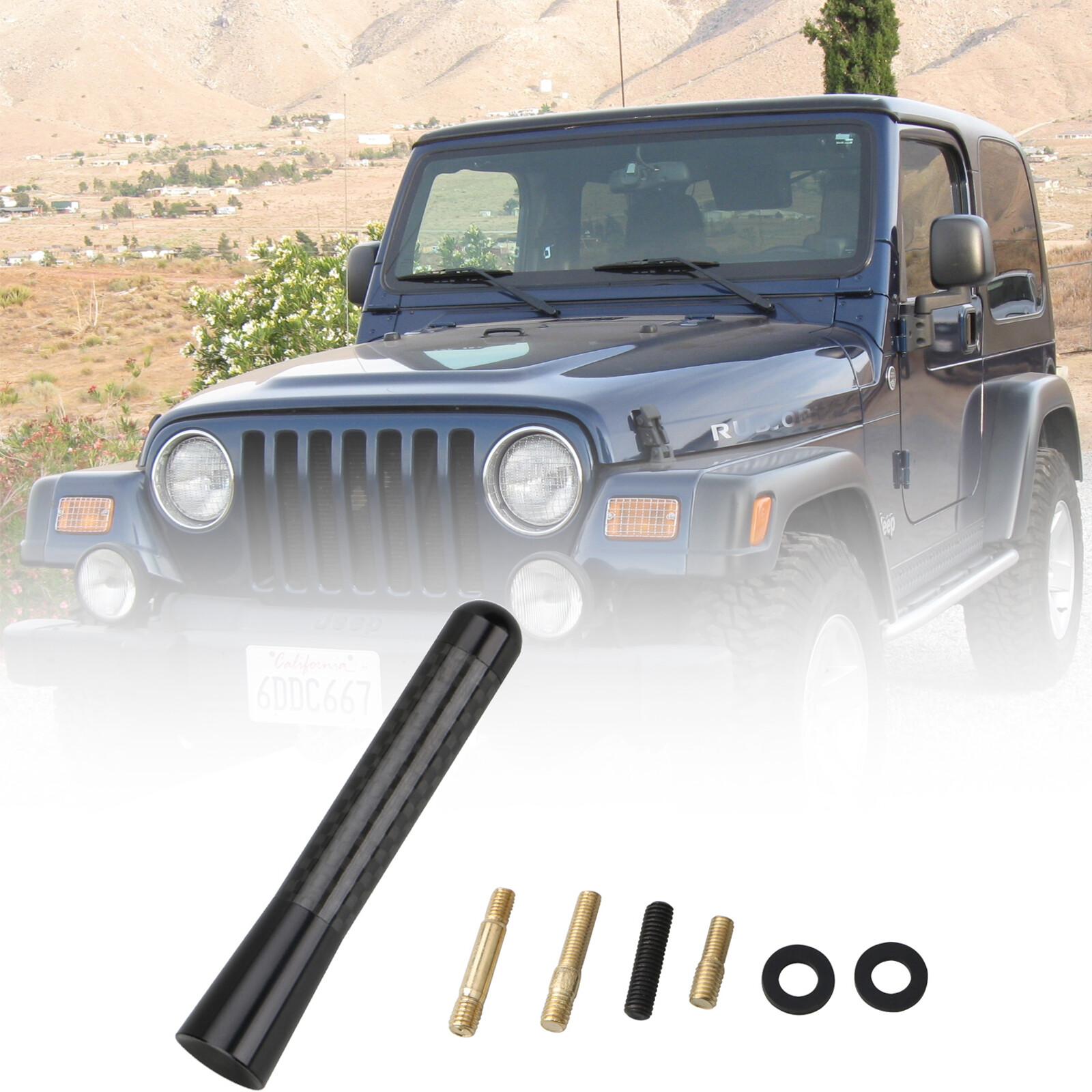 For Jeep Wrangler TJ JK JL JKU Rubicon Sahara 3″ Antenna Aerial Stubby Bee Sting