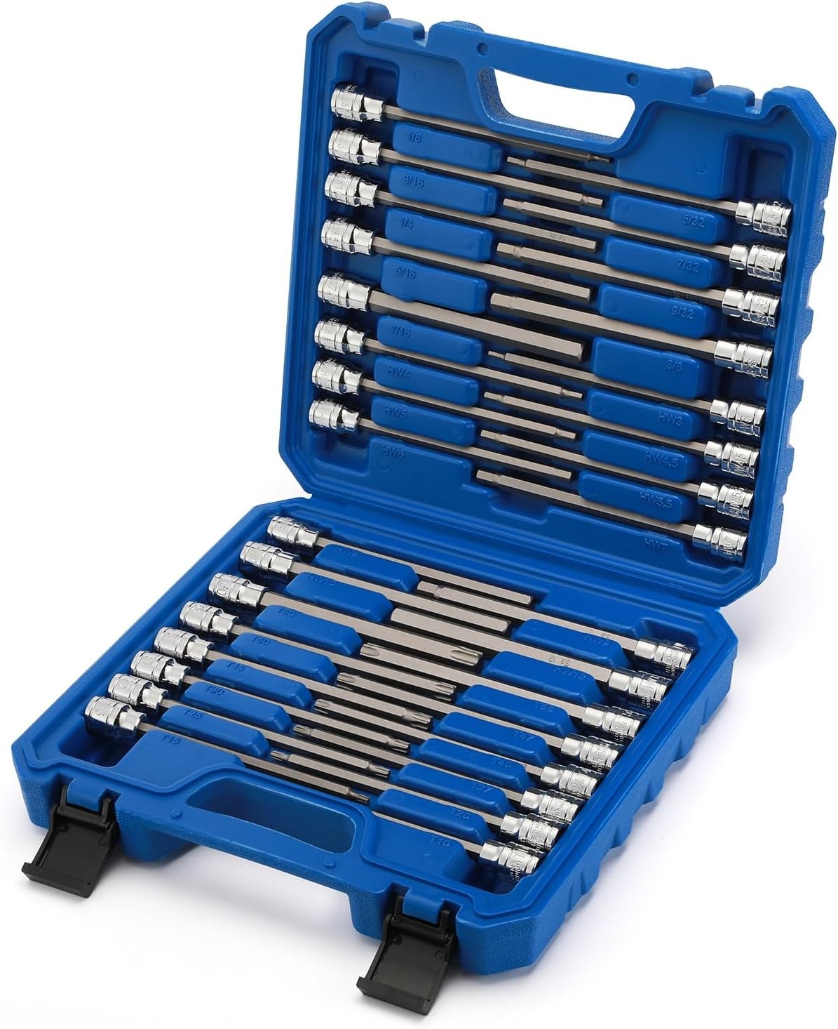 32PCS 3/8″Dr. Extra Long Hex and Torx Bit Socket Set, CR-V, S2…