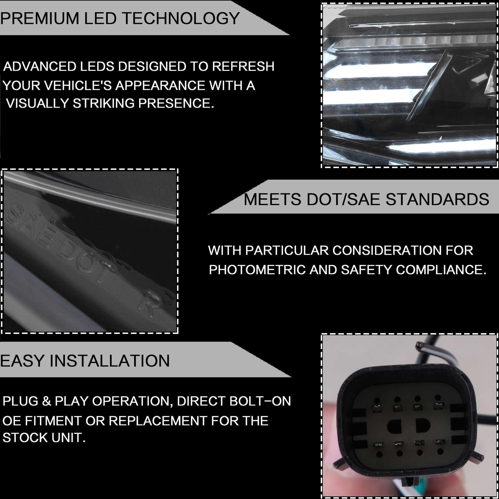 LED Projector Headlights For 2016-2018 Chevrolet Camaro LT SS RS ZL LS w/ DRL