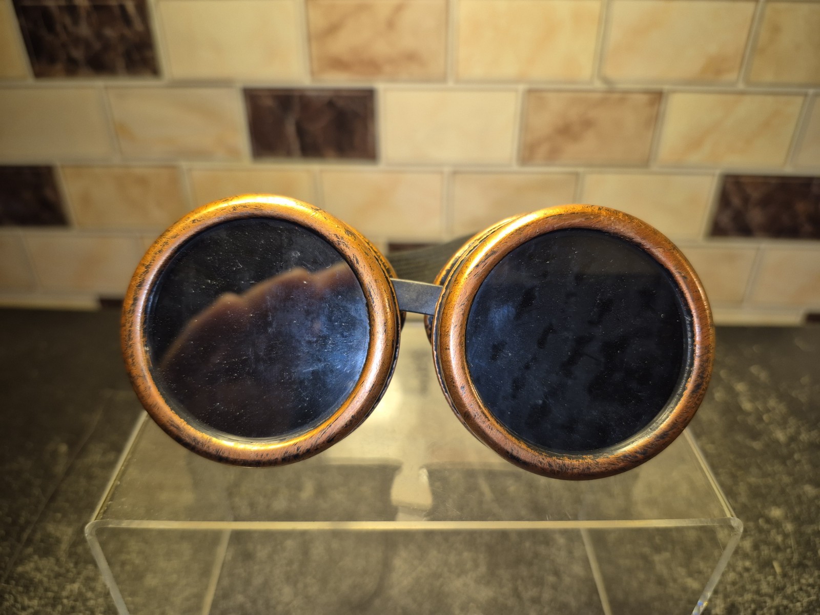 Steampunk Plastic Copper Color Motorcycle Flying Goggles Vintage Pilot Biker
