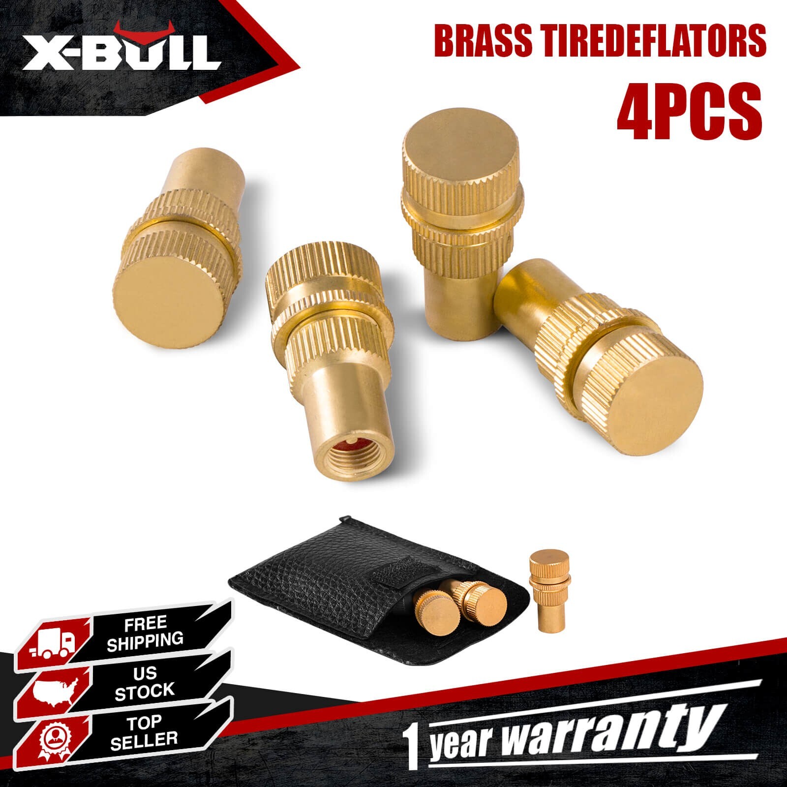 X-BULL 4PCS Tire Deflators Kit Adjustable Automatic 0-60PSI Universal 4WD