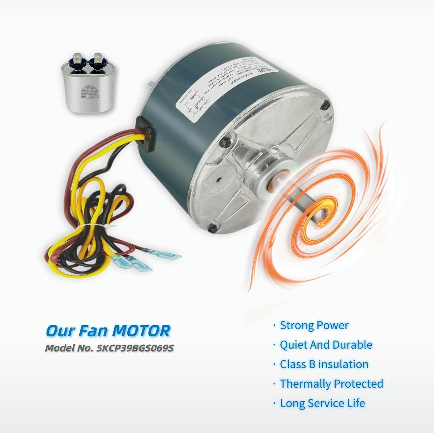 Condenser Fan Motor Replacement for Carrier 5KCP39BGS069S #3S001, #GE3907…