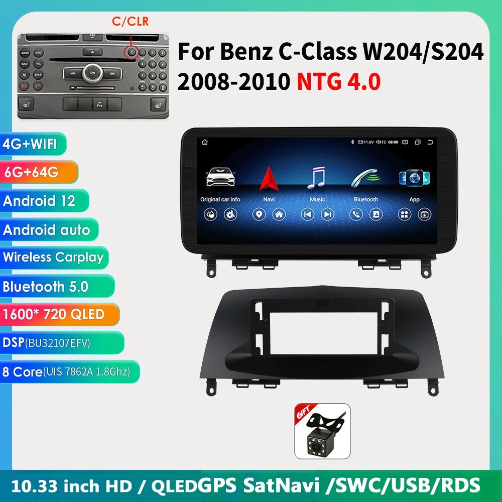 Android Screen Apple CarPlay 10.3″ Display For Mercedes Benz C class W204 NTG4.0