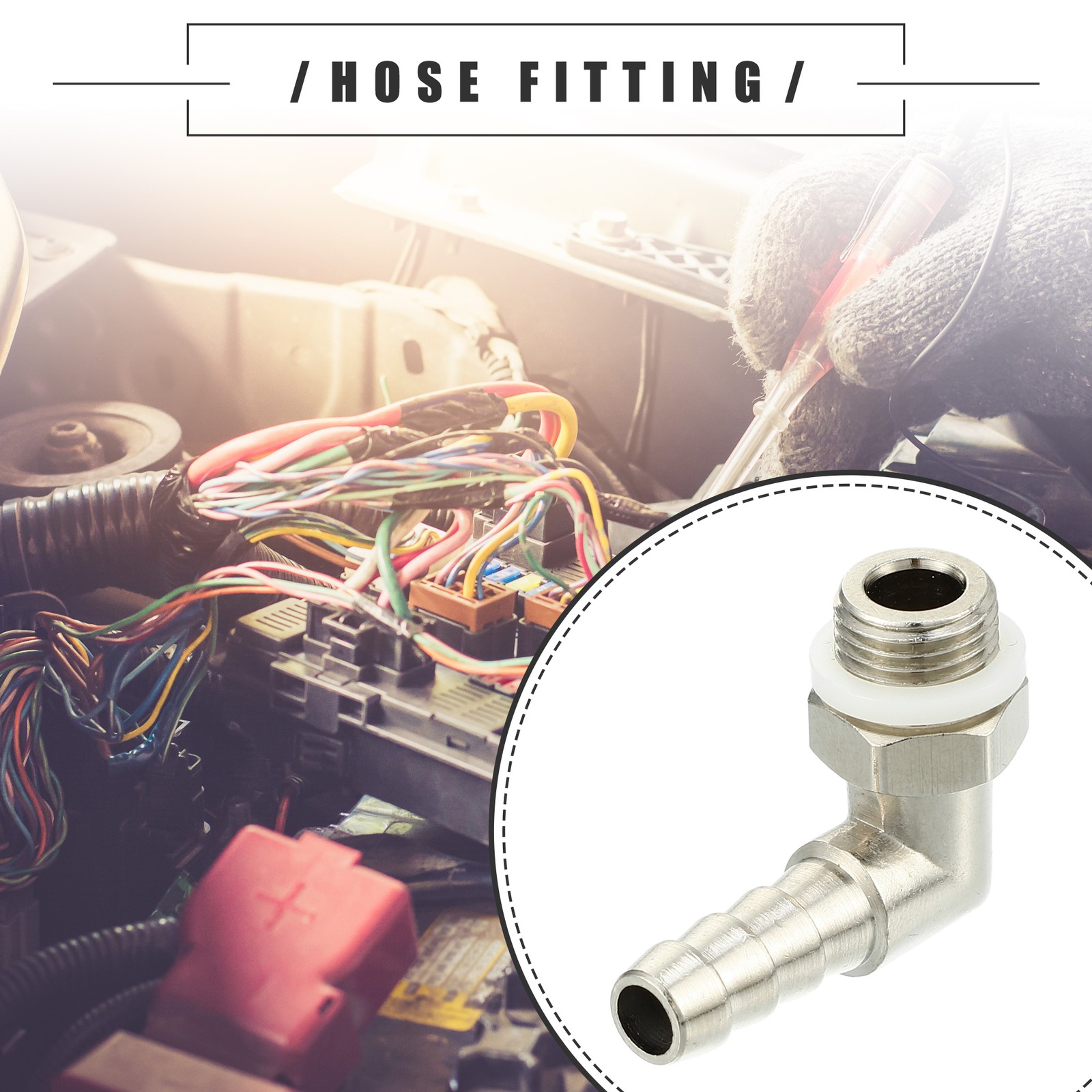 6mm Barb to M10x1 Male Metric 90 Degree Brass Fitting Hose Adapter for Car