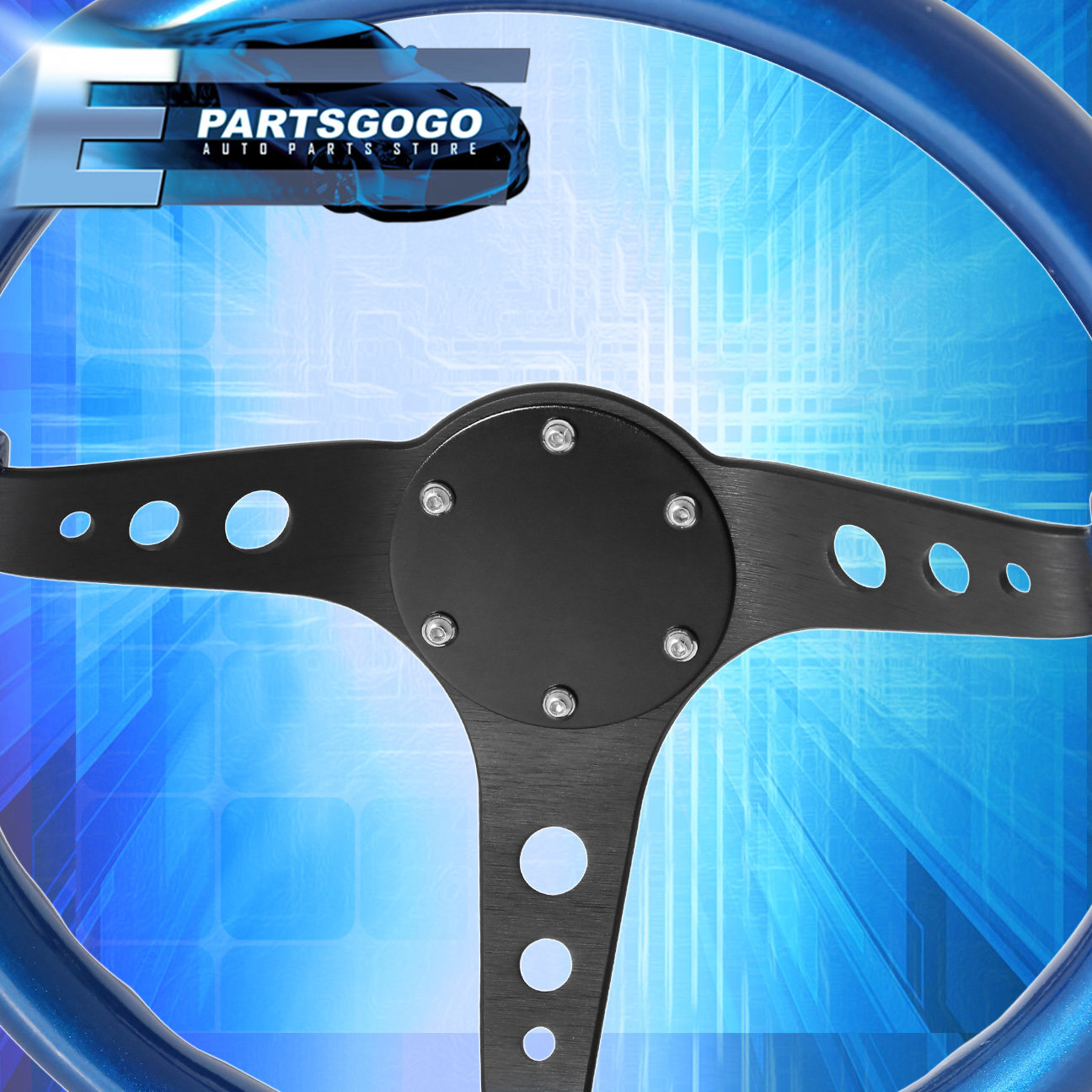 For Universal 6 Bolt Hole Steering Wheel Blank Horn Delete Plate Black + Screws