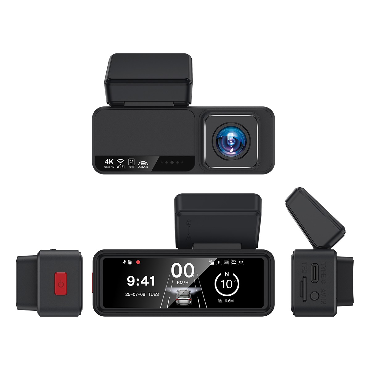 Dash Camera 4K Front Rear Dash Cam Built-In WiFi & GPS App control Night Vision_