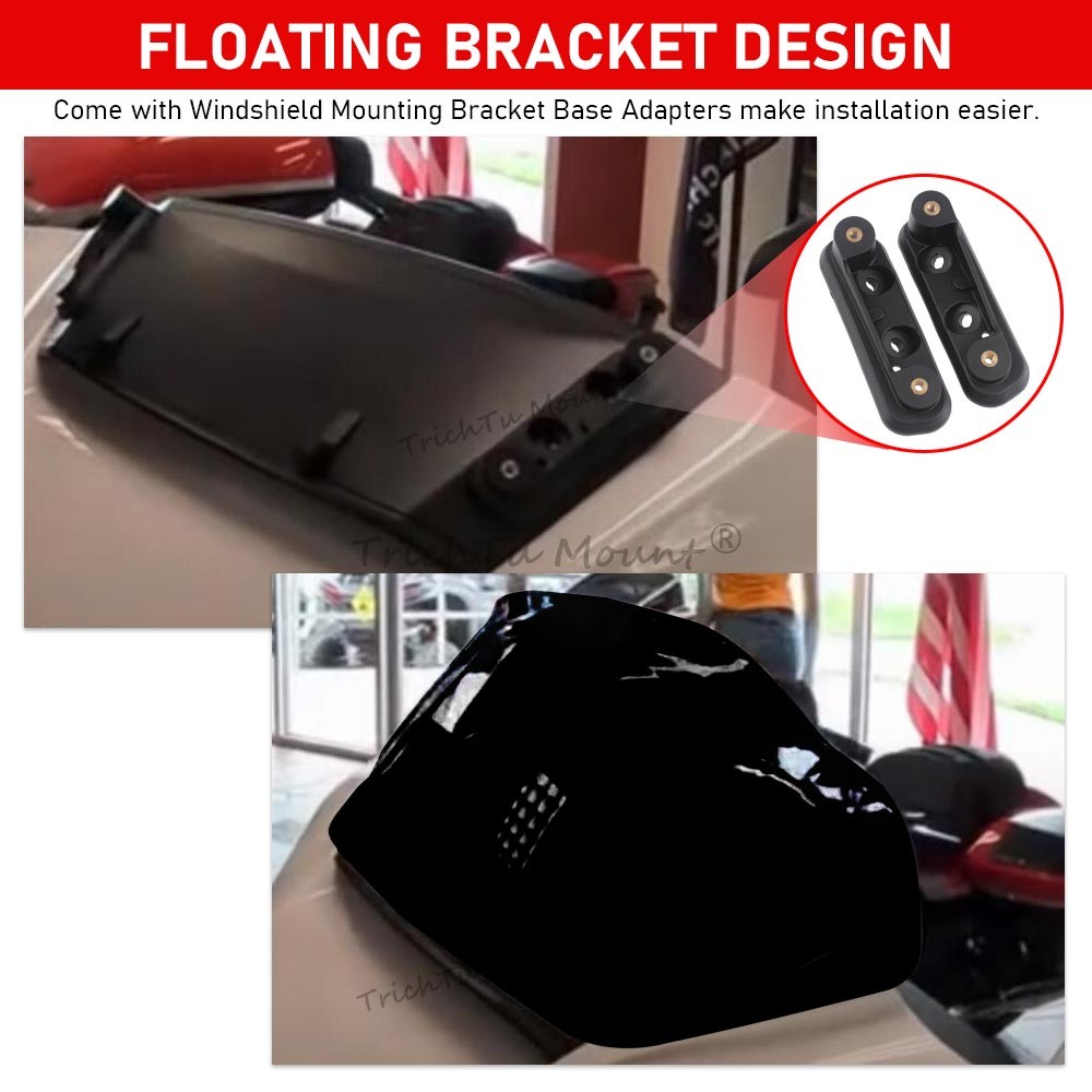 Black 10″ Windshield Windscreen w/Adapters for Harley Street Glide FLHX 2024-26