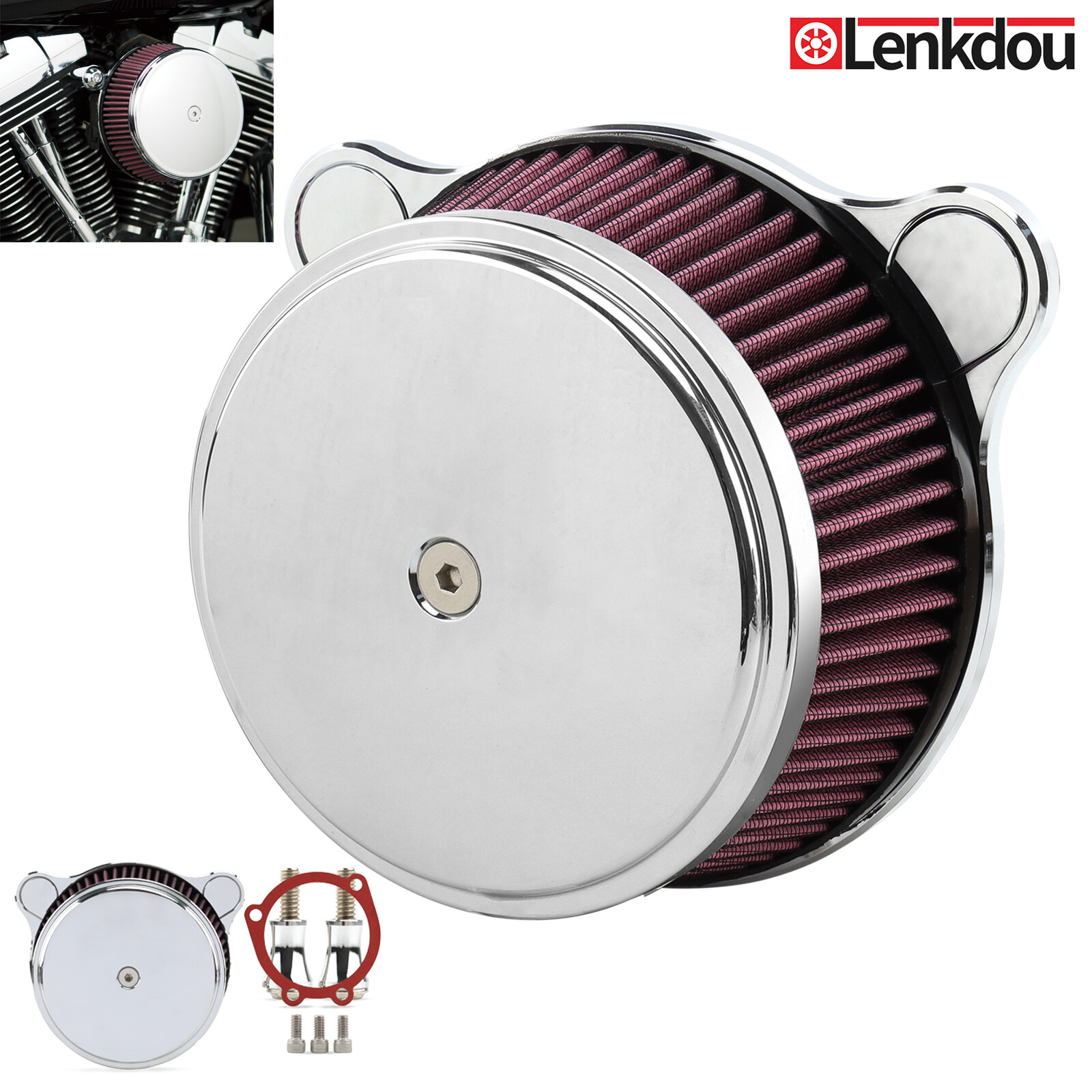 Smooth Air Cleaner Intake Filter For Harley Touring Softail Fat Boy Dyna 1993-17