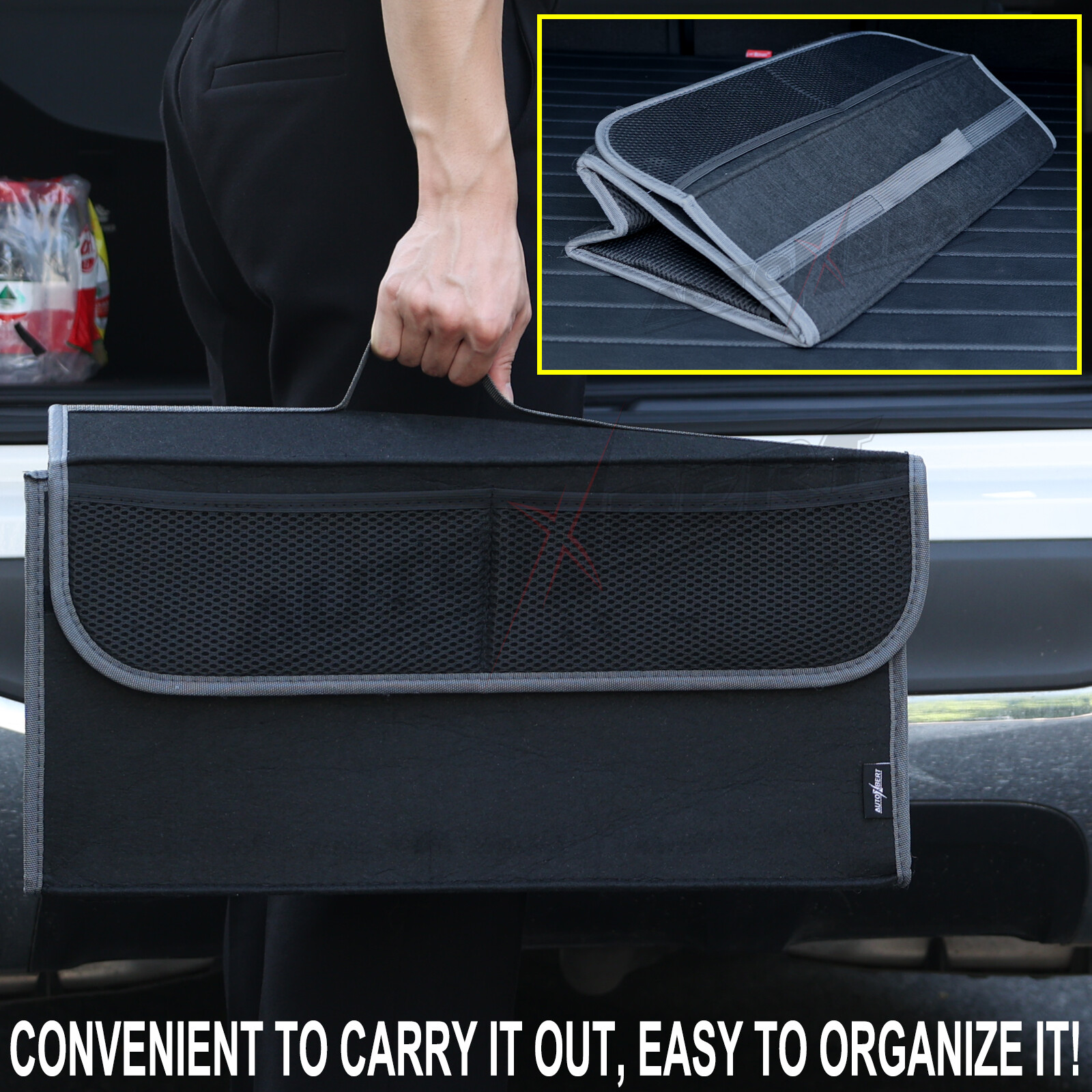 1xLarge Folding Car Rear Trunk Cargo Organizer Truck Luggage Storage Box Bag Bin