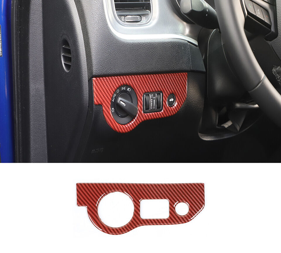 16PCS Red Carbon Fiber Center Interior Dash Trim Kit for Dodge Challenger 2015+