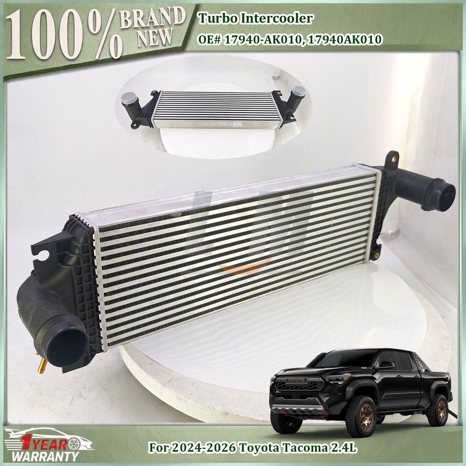 Fits for Toyota Tacoma 2.4L 2024-2026 Aluminum Turbo Intercooler 17940-AK010 NEW