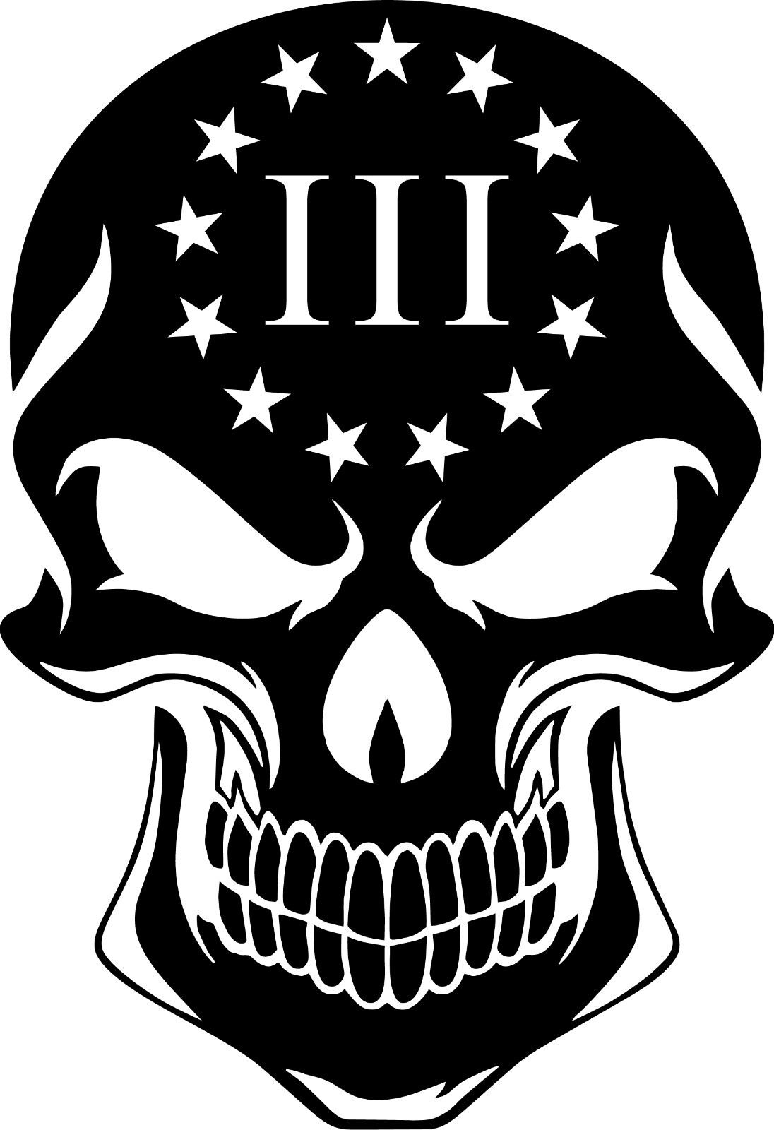13 Colonies Percenter 3 Logo Solid Skull Vinyl Decal Multiple Colors and Sizes