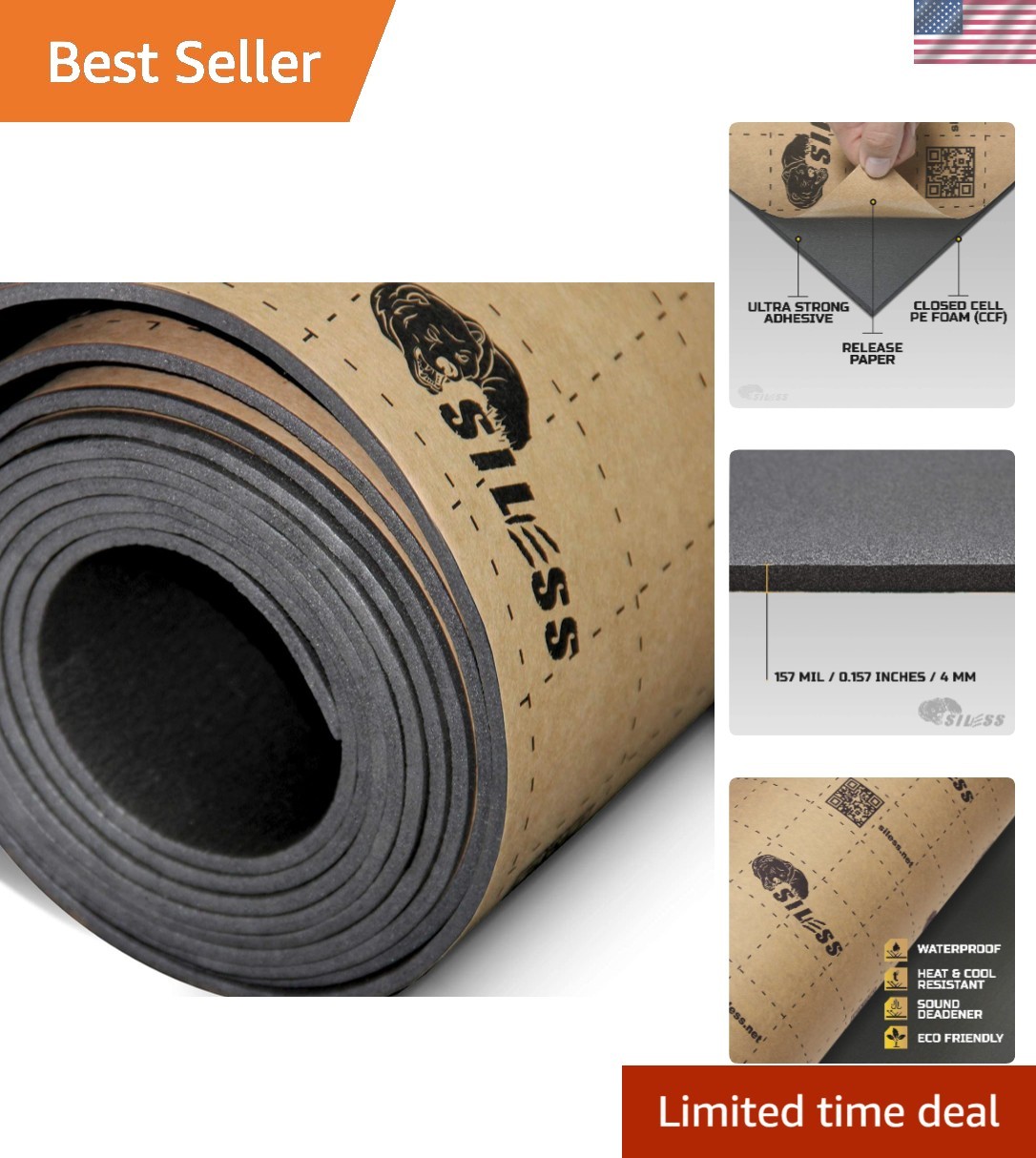 Waterproof Thermal Insulation with 157 Mil Thickness – 36 sqft for Car Comfort