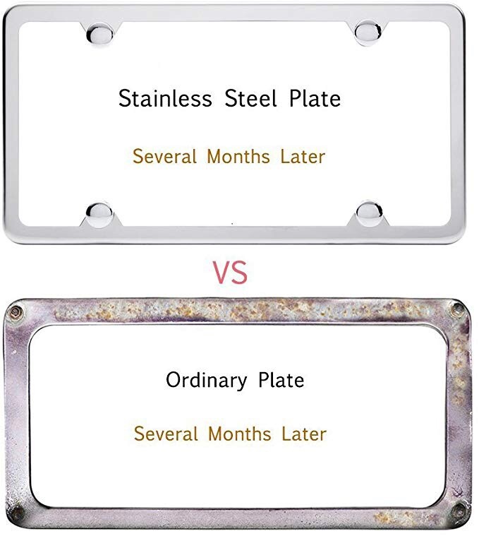 2x High Quality STAINLESS STEEL METAL LICENSE PLATE FRAME TAG COVER CHROME NEW