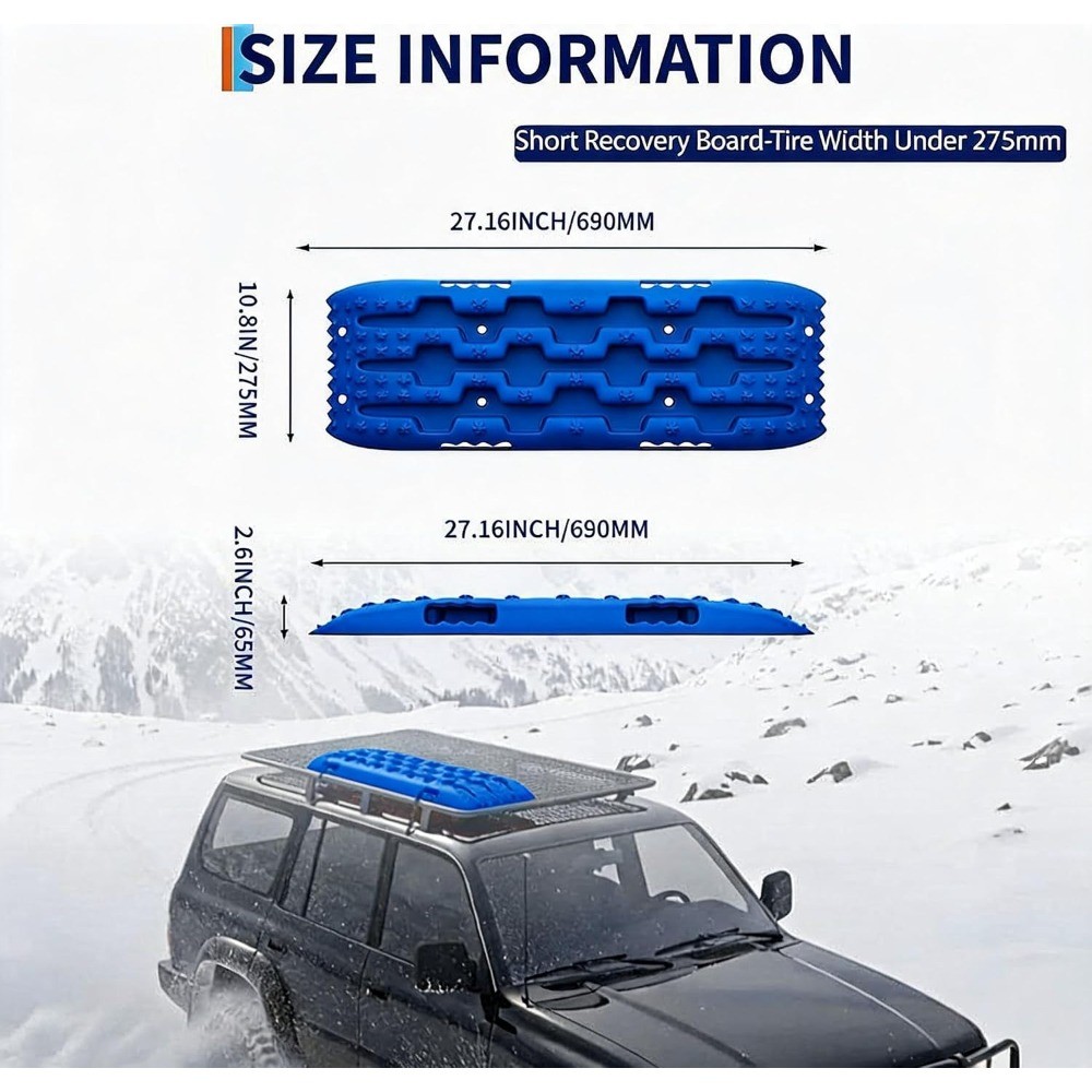 2x Traction Boards Vehicle Turck Tire Recovery Track For Snow Mud Sand Emergency