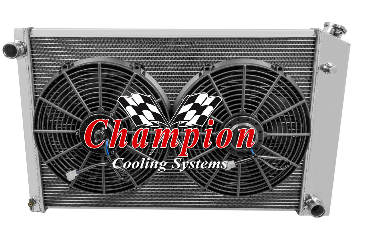 JR Champion 3 Row Radiator 19×28″,14″ Fans for 1973-1991 GMC Jimmy (Manual)