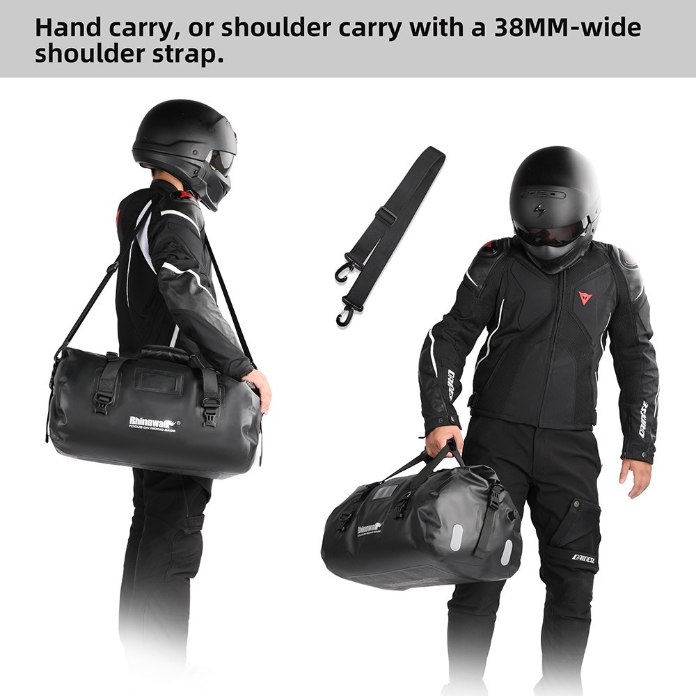 Rhinowalk Waterproof Motorcycle Touring Tail Bag 45L Cycling Shoulder Bag Black
