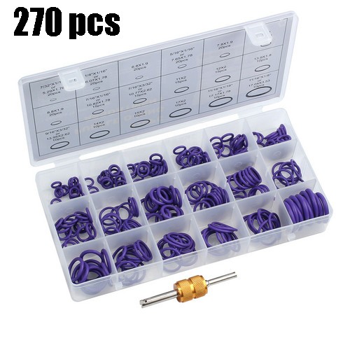 270Pcs 18 Sizes Purple Rubber O-Ring Sealing Gasket Washer Seal Assortment Set