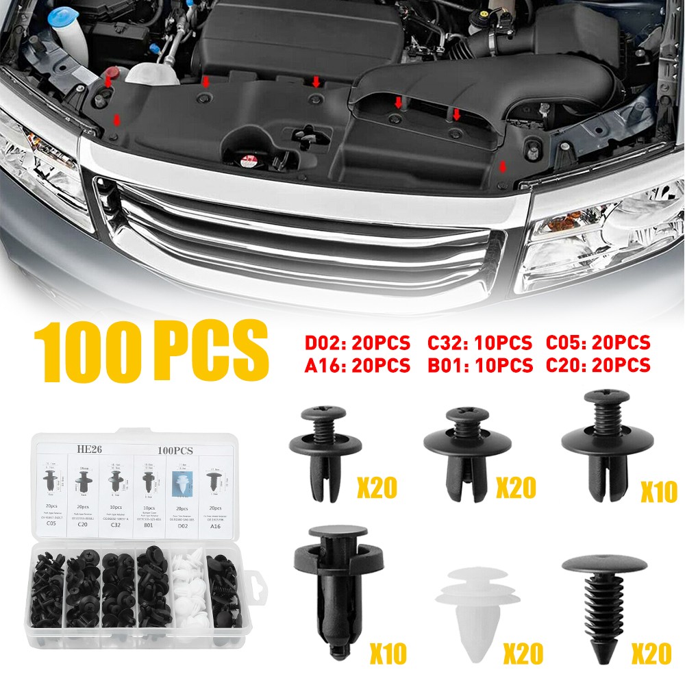 100X 8mm Bumper Clips Auto Car Hole Plastic Fastener Rivets Fender Push Pin NEW