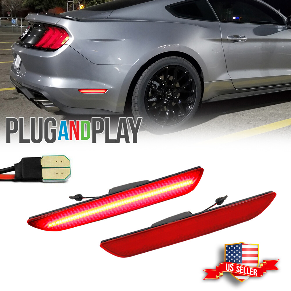 For Ford Mustang 2015-up OEM Replace Red Lens LED Rear Side Marker Lights Lamps