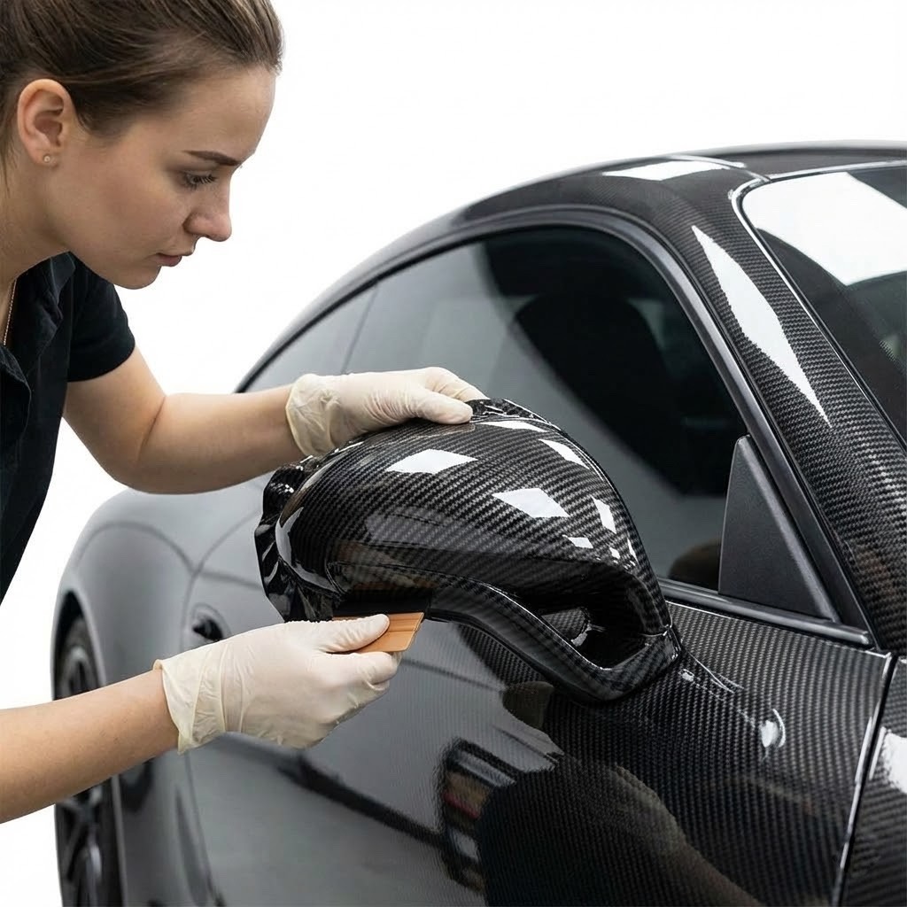 7D Premium Super Gloss Black Carbon Fiber Vinyl Wrap Bubble Free Air Release 6D