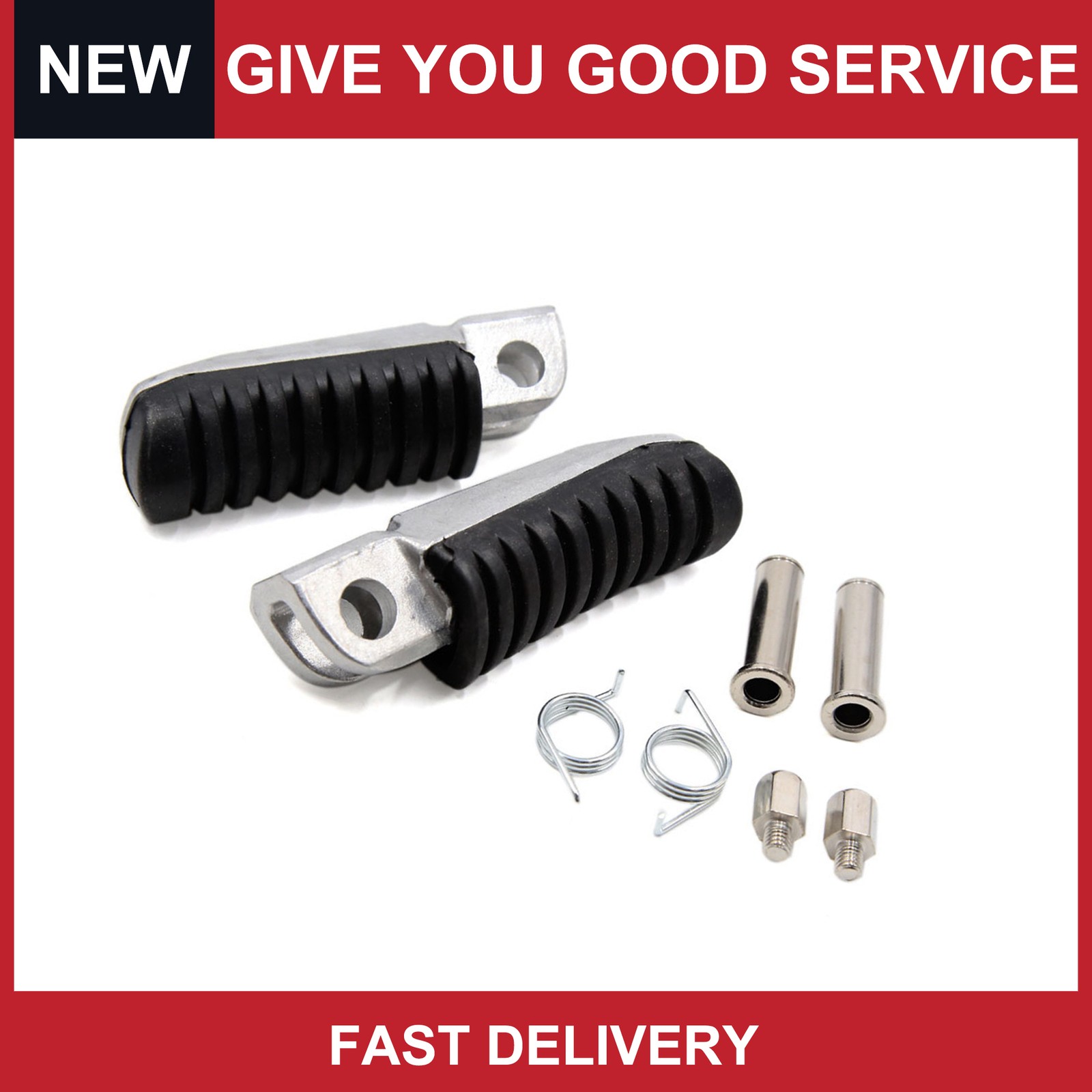 1Pair 12.5mm Aluminium Alloy Motorcycle Footrest Footpeg Black for Kawasaki