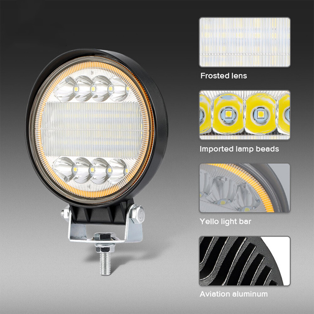 Pair 5”Inch LED Work Light Spot Flood Driving Fog Round Amber Lamp Offroad