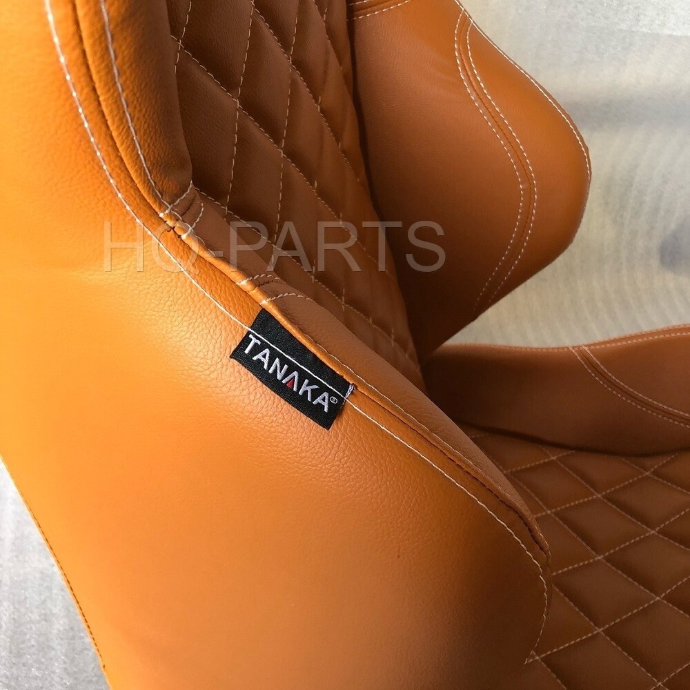 2 X TANAKA TAN PVC LEATHER RACING SEATS RECLINABLE + DIAMOND STITCH FOR BMW