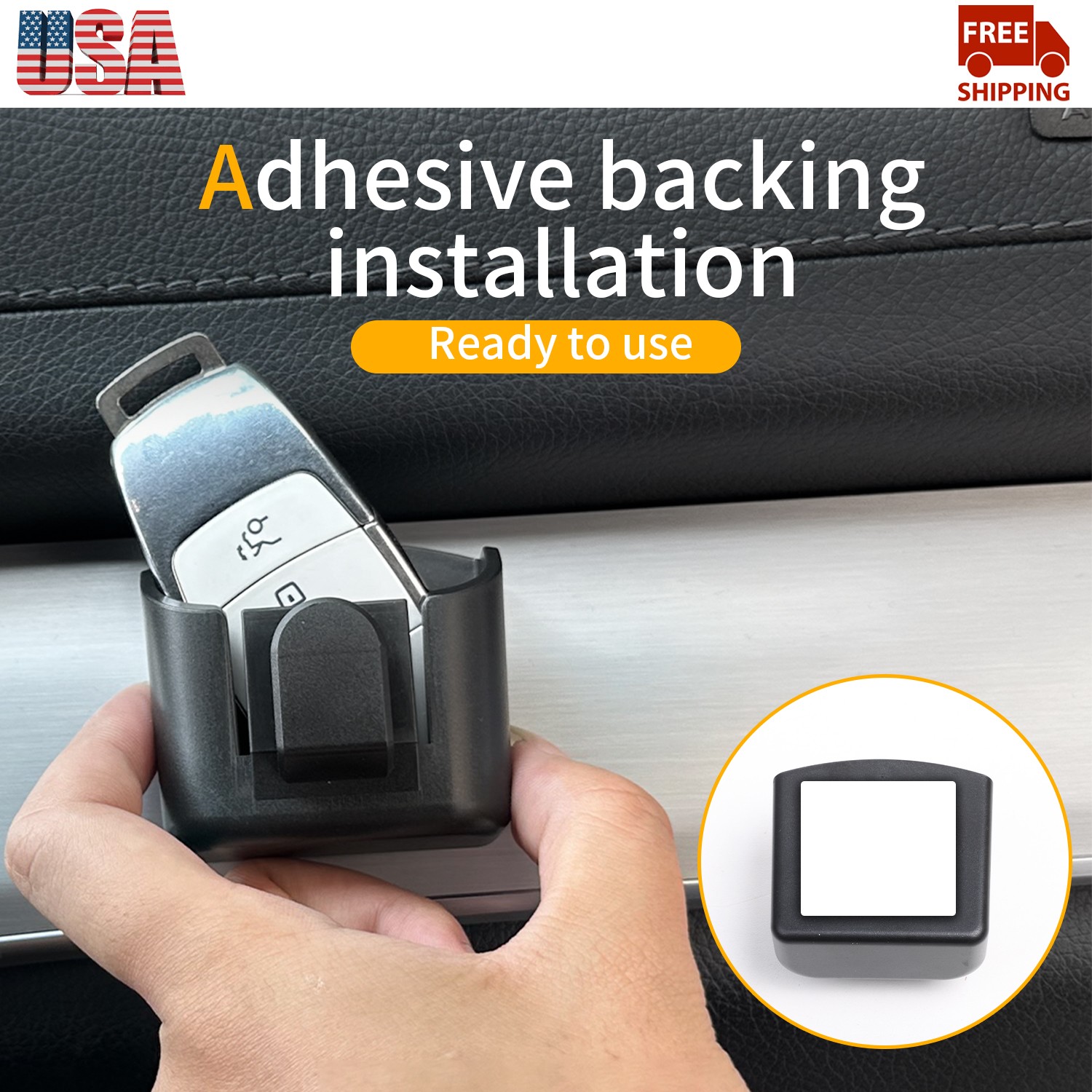 2Pcs Dashboard Mount Key Holder Clip Storage Box Adhesive Stowing Hook Organizer