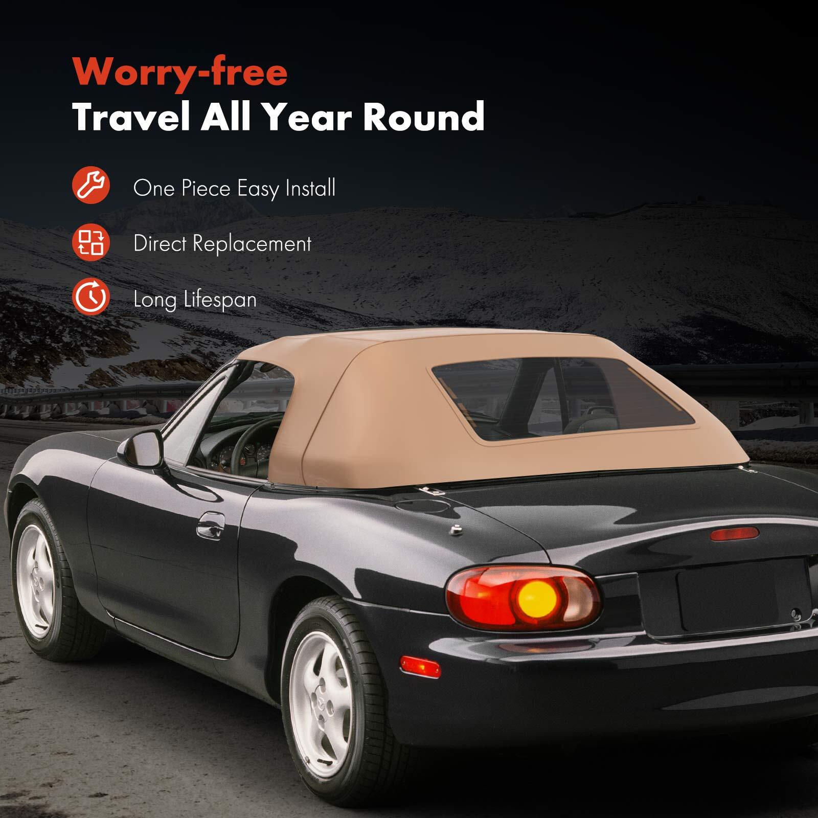 Tan Convertible Soft Top for 71-94 Alfa Romeo GT Veloce Spider w/ Plastic Window
