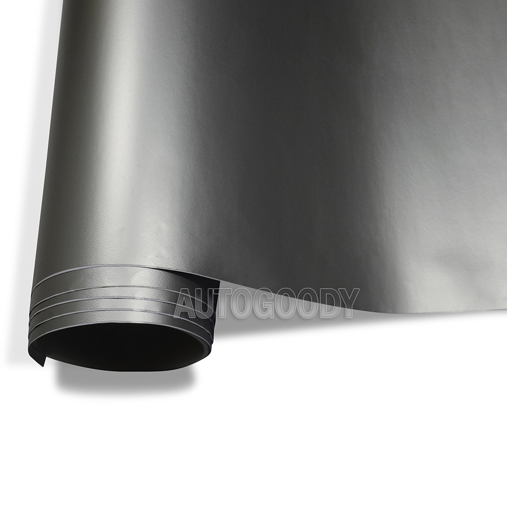 12″ x 60″ Satin Matte Chrome Metallic Dark Gray Vinyl Film Wrap Air Bubble Free