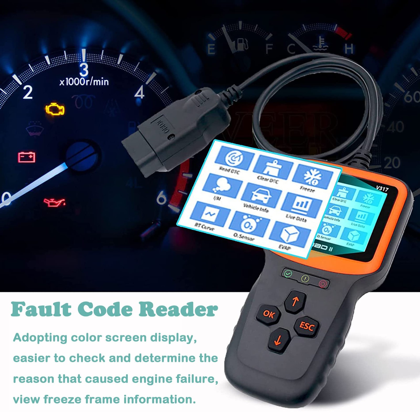 Full OBD2 Engine Diagnostic Scanner EVAP Tester Code Reader VIN Live Data Stream