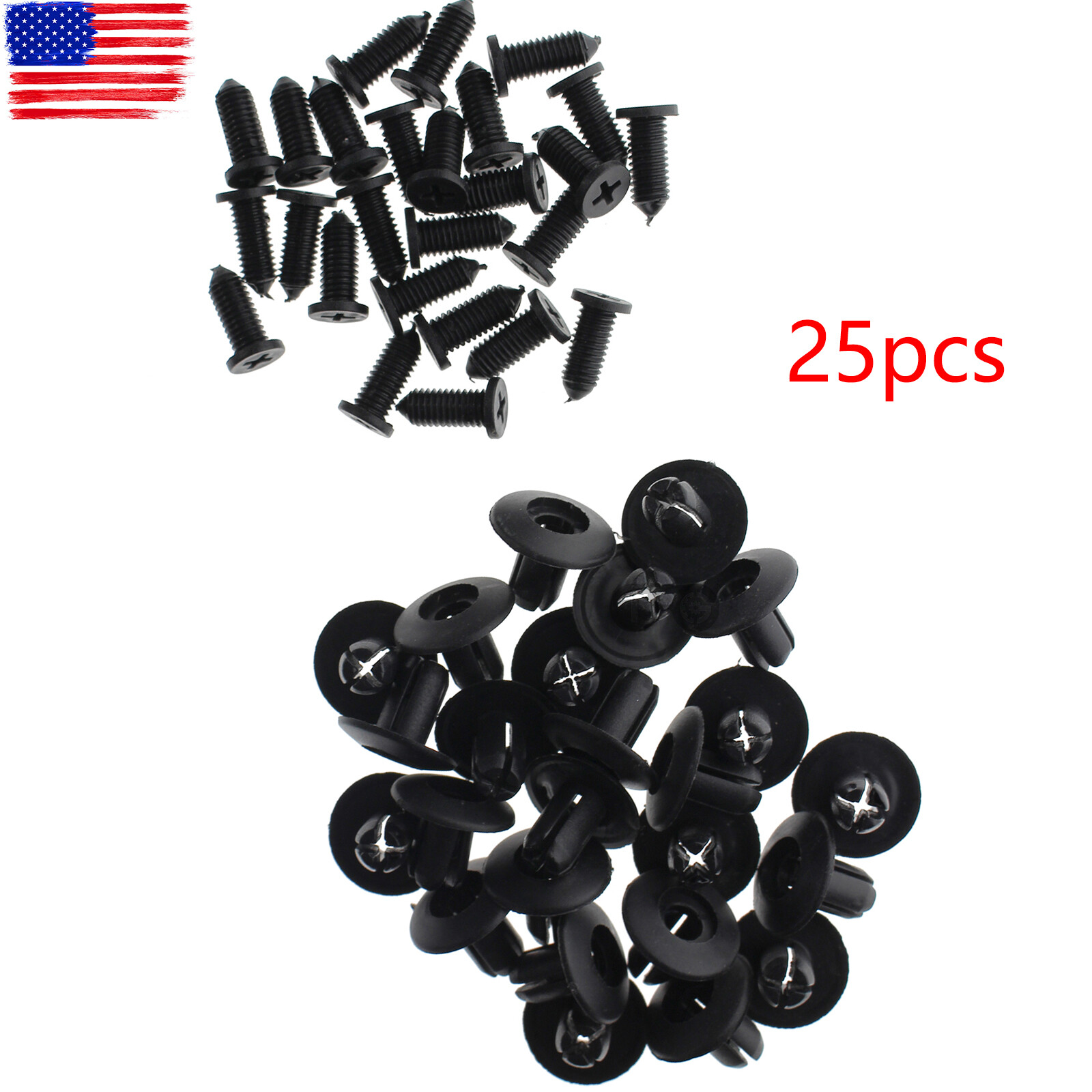 25X for 8mm Hole Car Body Plastic Rivets Fastener Fender Bumper Push Pin Clips