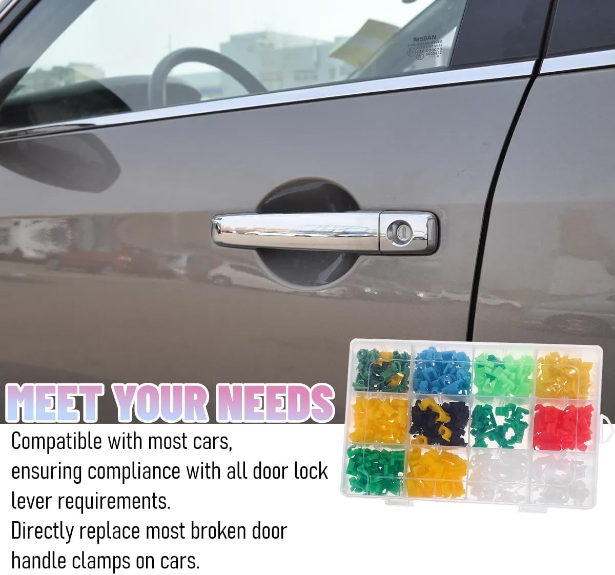 Car Door Lock Rod Clip Assortment Kit, 80PCS, Left Right Handle Retainer Latch C