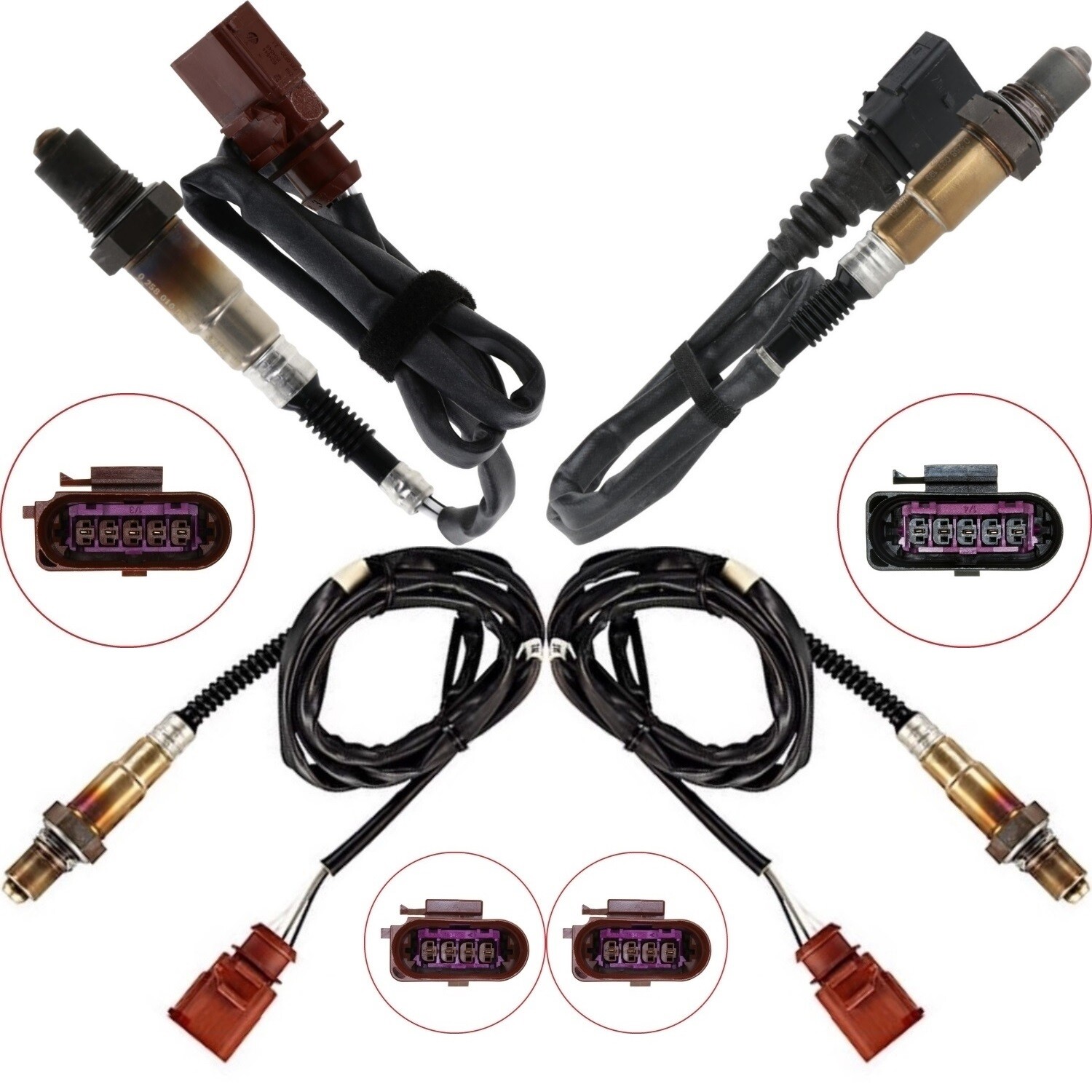 4Pcs Upper+Lower Oxygen O2 Sensor For 2013-2018 Audi A8 Quattro S6 S7 S8 4.0L US