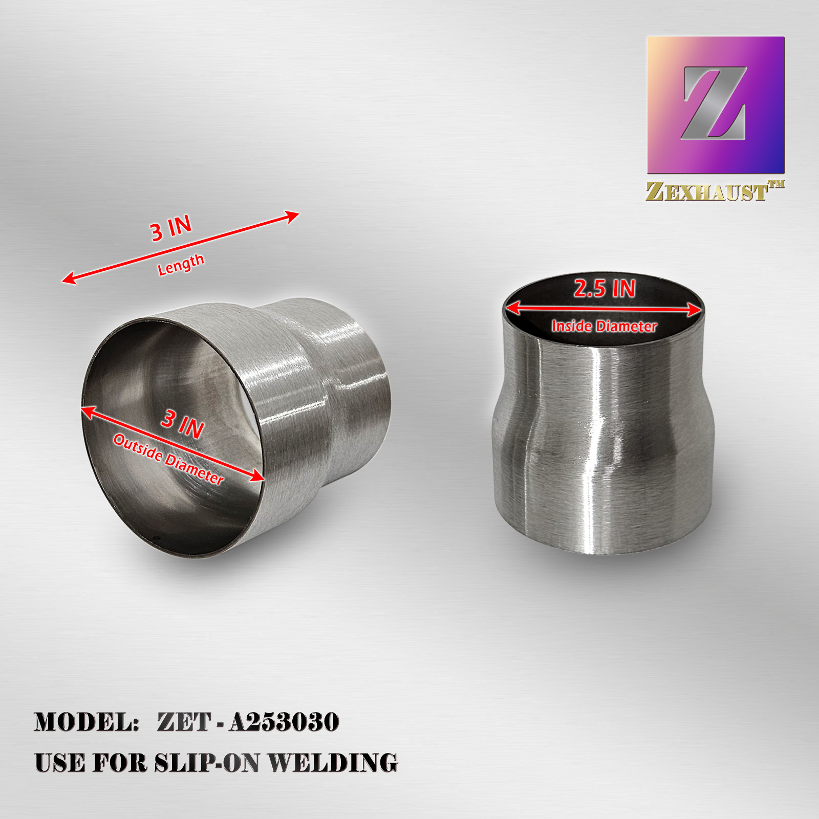2.5″ to 3″ Exhaust Pipe System Adapter Reducer Connector 304 Stainless Steel