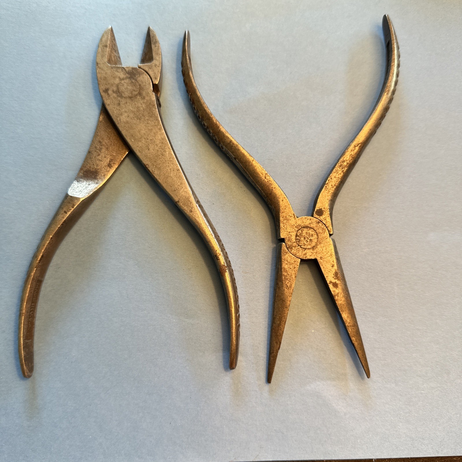 Pair Vintage Snap On Vacuum Grip #386 Diagonal Cutter & No 96 Needle Nose Pliers