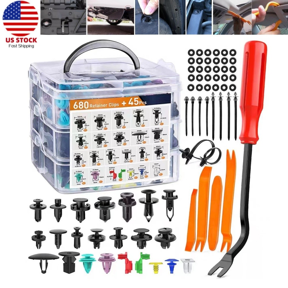 US 725Pcs Car Push Retainer Clips Car Retainer Clips Auto Trim Removal Tool Set